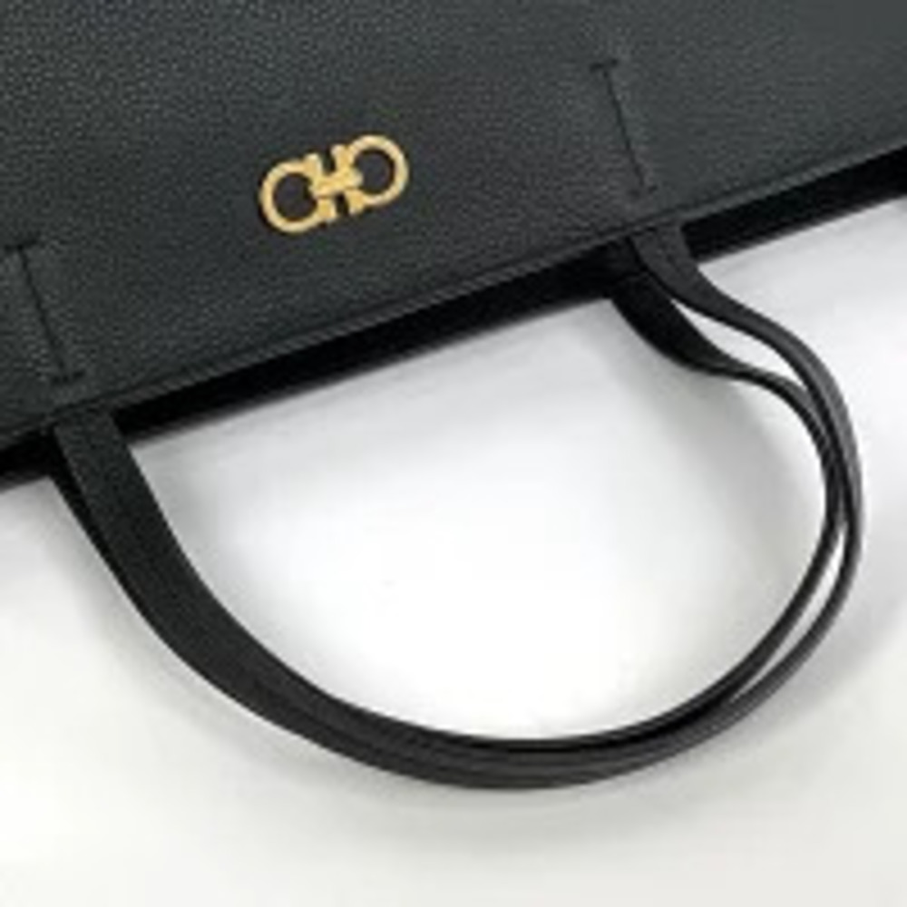 Salvatore Ferragamo Gancini Tote Bag Handbag Leather Black - Picture 7 of 7